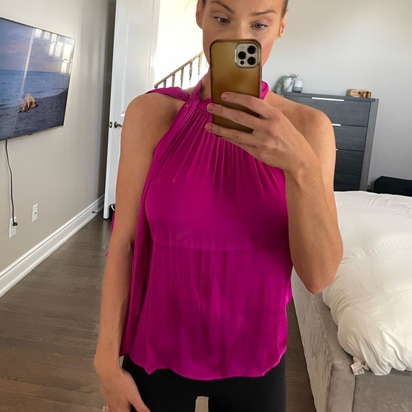 Bright Pink Neck Tie Top - Picture 2 of 4